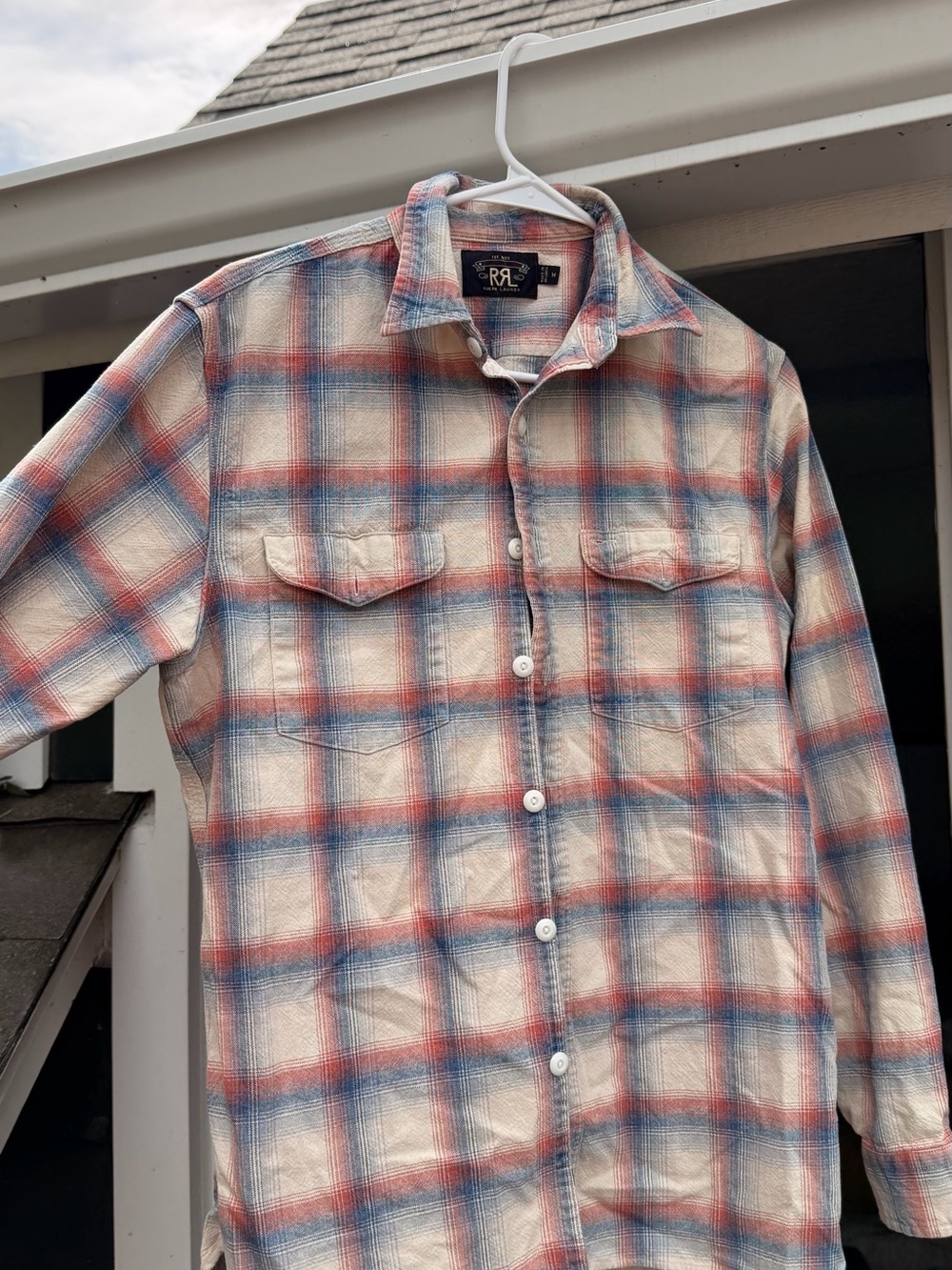 Ralph Lauren RRL Plaid Button-Up in Cream, Blue & Red